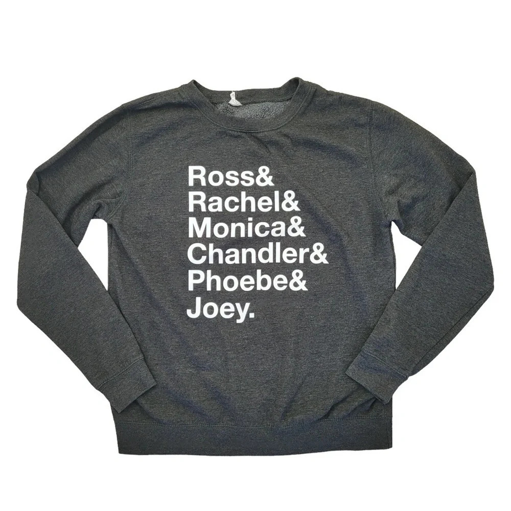 Friends character names crewneck sweatshirt charcoal grey large